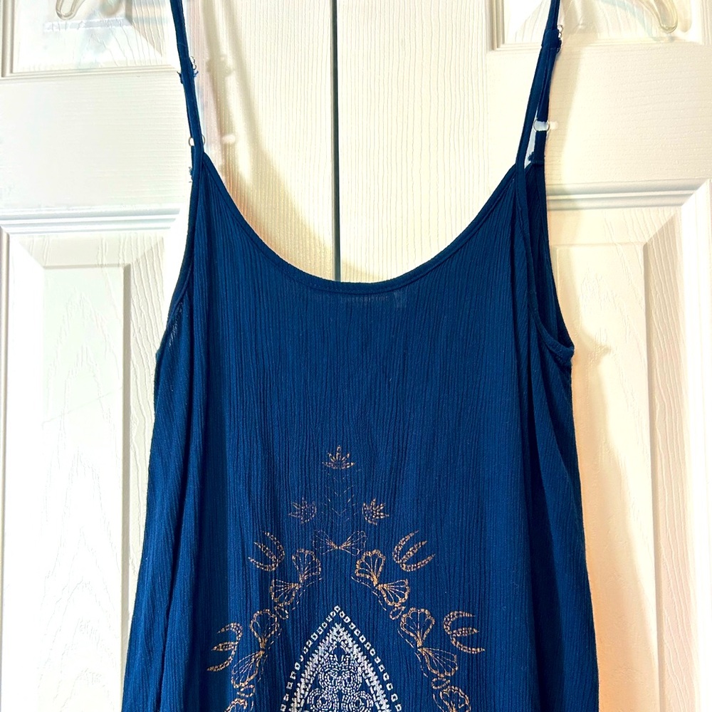Earthbound Swimsuit Cover Adjustable Straps Navy Blue  Small Asymmetrical